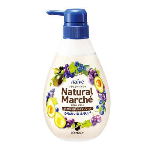 Kracie Naive «Natural Marche» - Жидкое увлажняющее мыло для тела с экстрактом винограда, черники и маслом авокадо, диспенсер 480 мл. (163813)