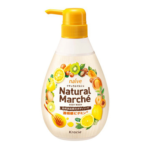 Kracie Naive «Natural Marche» - Жидкое увлажняющее мыло для тела с экстрактом лимона, абрикоса и киви, диспенсер 480 мл. (163820)