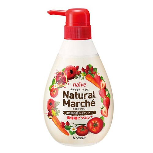 Kracie Naive «Natural Marche» - Жидкое увлажняющее мыло для тела с экстрактом томата, моркови и граната, диспенсер 480 мл. (163837)