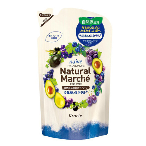 Kracie Naive «Natural Marche» - Жидкое увлажняющее мыло для тела с экстрактом винограда, черники и маслом авокадо, запасной блок 360 мл. (163912)