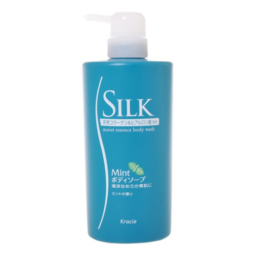Kracie «Silk» - Жидкое увлажняющее мыло для тела с природным коллагеном и ароматом мяты, диспенсер 520 мл. (175205)