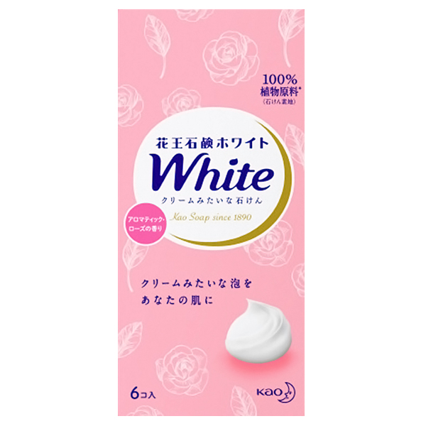 KAO «White» - Увлажняющее крем-мыло для тела с ароматом розы, коробка 6 х 85 гр. (232373)
