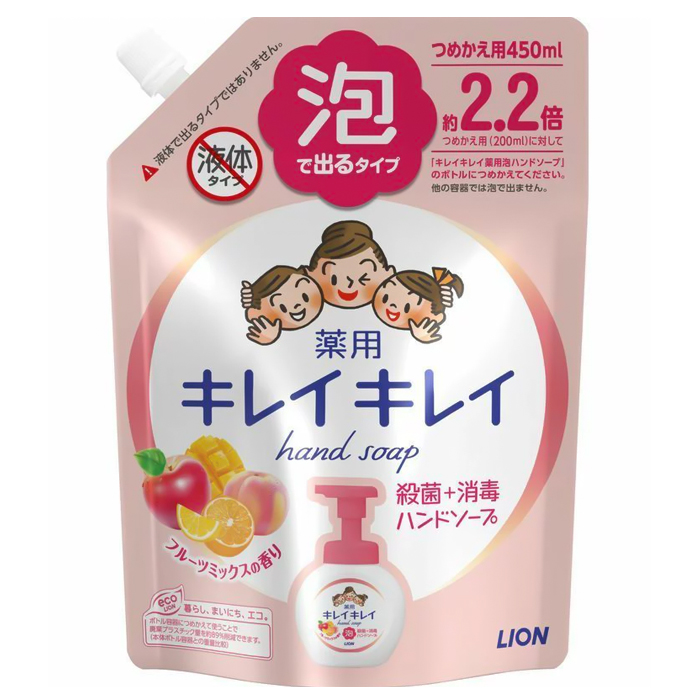 Lion Жидкое пенное мыло для рук Kirei Kirei с ароматом"Фруктовый микс" , 450 мл (сменная упаковка) (241010)