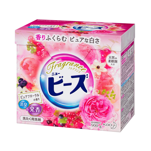 KAO «New Fragrance Beads» - стиральный порошок  со смягчителем,  с ароматом розовой розы, для белого и цветного белья, 1 кг  (270849)