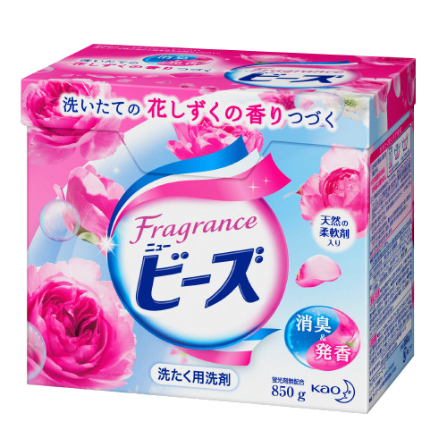 KAO «New Fragrance Beads» - Стиральный порошок с кондиционирующим эффектом с ароматом розовой розы, 850 гр. (307477)