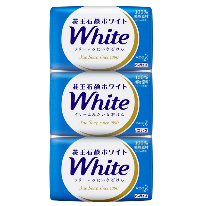 KAO «White» - Увлажняющее крем-мыло для тела с ароматом белых цветов, коробка 3 х 130 гр. (430212)