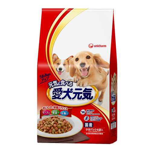 Unicharm «Aiken Genki» - Сухой корм для собак «Говядина с овощами и мелкой рыбой», упаковка 1 кг. (613283)