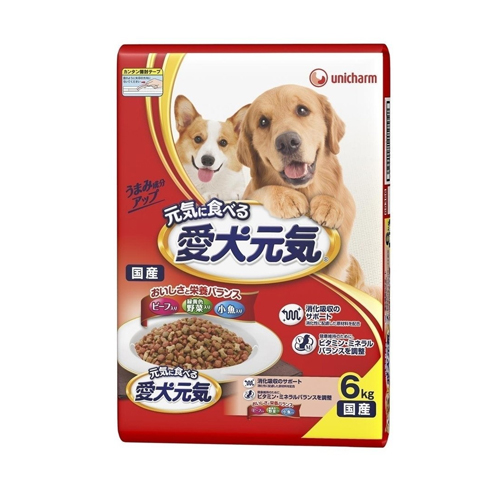 Unicharm «Aiken Genki» - Сухой корм для собак «Говядина с овощами и мелкой рыбой», упаковка 6 кг. (653562)
