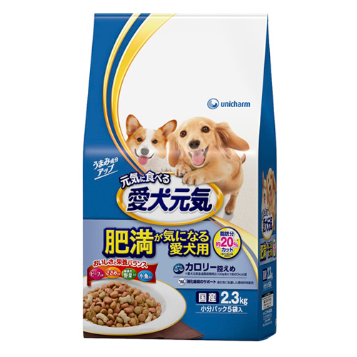 Unicharm «Aiken Genki» - Сухой корм для собак, склонных к ожирению «Говядина и курица, с овощами и мелкой рыбой», упаковка 2,3 кг. (657966)