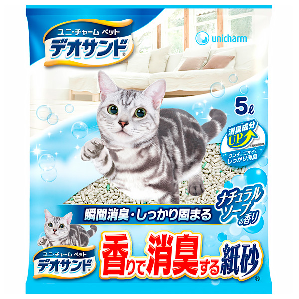UNICHARM Наполнитель бумажный для кошачьего туалета с дезодорирующими компонентами 5 л. (666180)