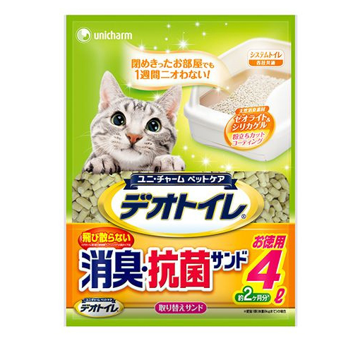 Unicharm «DeoToilet» - Наполнитель для кошачьего туалета, с антибактериальным эффектом (дезодорация+), 4 л. (680568)