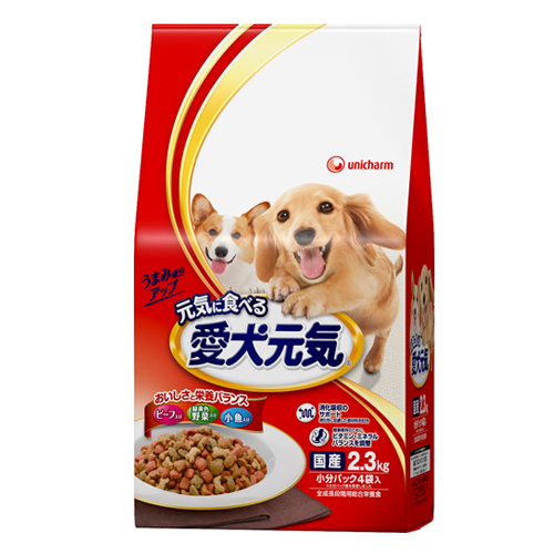 Unicharm «Aiken Genki» - Сухой корм для собак «Говядина с овощами и мелкой рыбой», упаковка 2,3 кг. (682890)