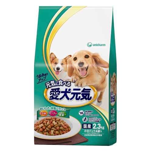 Unicharm «Aiken Genki» - Сухой корм для собак «Говядина и курица с овощами и мелкой рыбой», упаковка 2,3 кг. (683996)