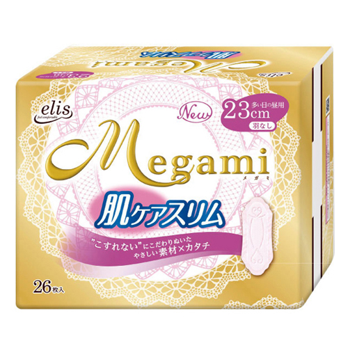 «Daio Paper» Elis Megami 23 Skin Care Slim Normal -Тонкие гигиенические прокладки без крылышек, пачка 26 шт. (788365)