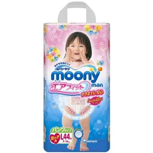 Японские трусики Moony - L (9-14кг) - 44 шт, для девочек