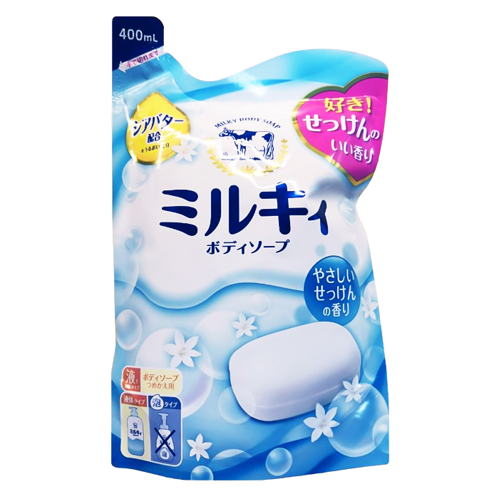 COW Brand (Milky) Жидкое пенное мыло для тела c керамид.и молочн. протеинами,свежесть,см/б 400 мл. (006293)