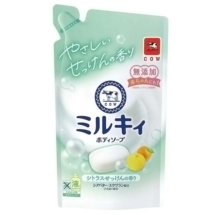 COW Brand Milky- Жидкое пенное мыло для тела c керамидами и молочн. протеинами,цитрус см/б 360 мл. (011693)
