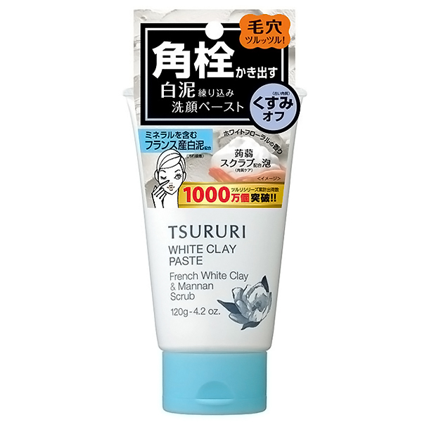 Tsururi Пенка-скраб для глубокого очищения кожи с французской белой глиной и японским маннаном, 120 г (080299)