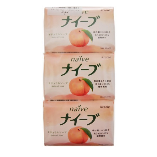 Kracie «Naive» - Увлажняющее антибактериальное мыло для рук с экстрактом листьев персика, брикет 90 г х 3 (111388)