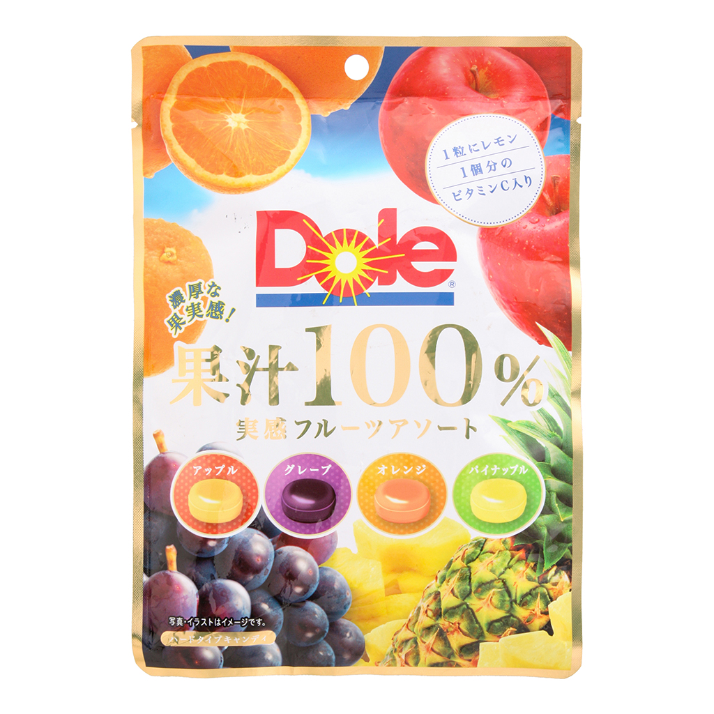 Fujiya Dole Карамель леденцовая ассорти из 100% сока, 70г (121659)