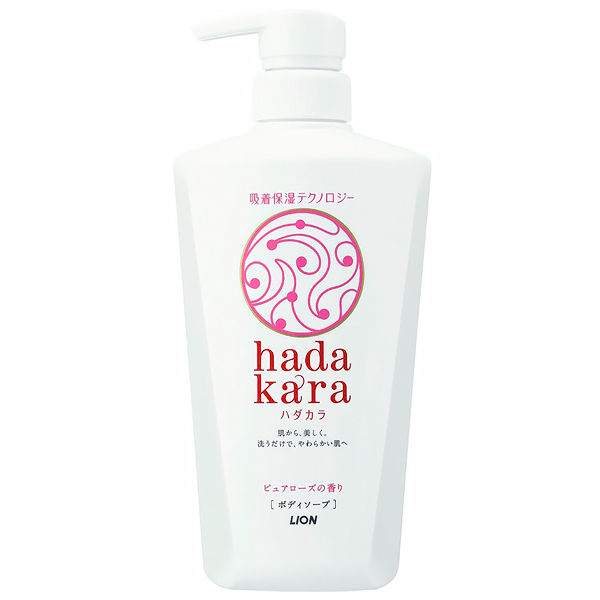 LION Hadakara Жидкое мыло для тела с ароматом розы, 500 мл.  (260790)