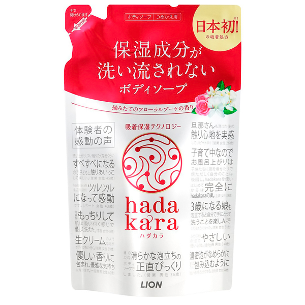LION Hadakara Жидкое мыло для тела с цветочным ароматом, з/п, 360 мл.  (238997)