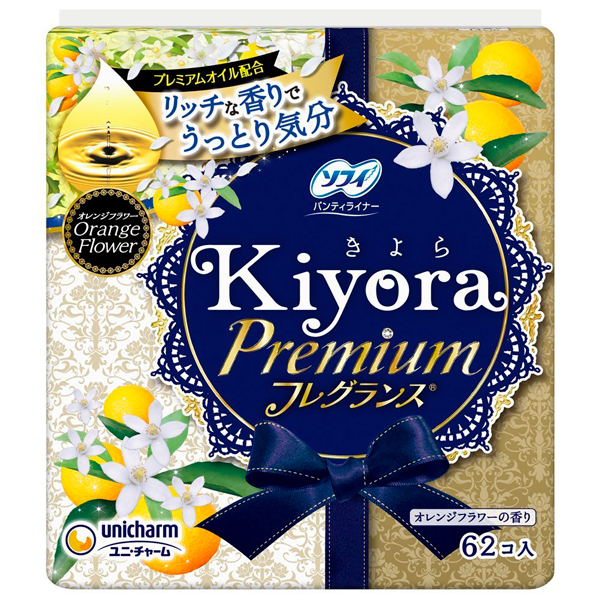UNICHARM Sofy Kiyora Premium Ежедн. гигиенич. прокл. с аром. цветов апельсин. дерева ,14 см.,62шт. (346134)