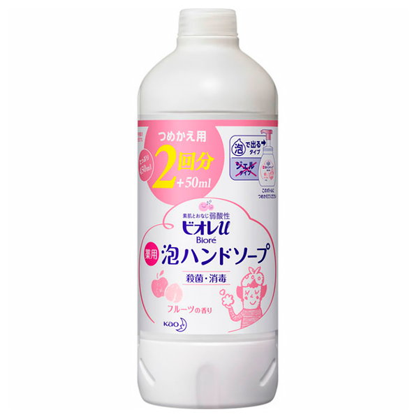 КAO Biore U Жидкое мыло-пенка для рук с антибакт. эффектом,  фруктовый аромат, 450 мл.  (236593)