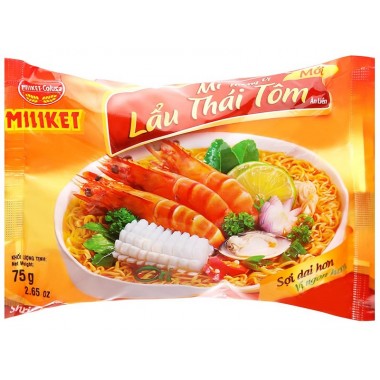 MILIKET Лапша быстрого приготовления Lau Thai со вкусом креветок по-тайски, 75 г (926688)