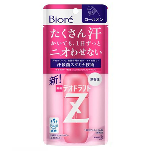 KAO “Biore Z” Шариковый дезодорант-антиперспирант с антибактериальным эффектом, без аромата, 40 мл. (333421)
