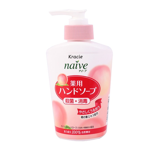 Kracie «Naive» - Антибактериальное увлажняющее мыло для рук с экстрактом листьев персика, диспенсер 250 мл. (177513)