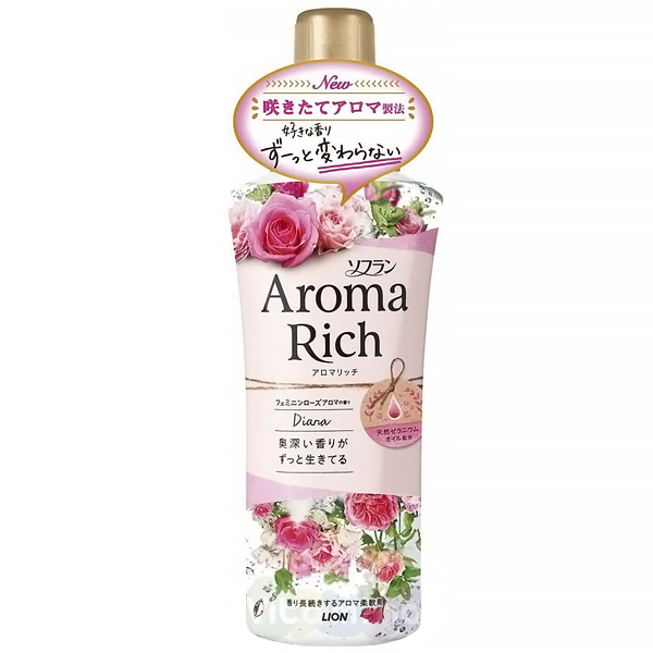 LION Soflan Aroma Rich Diana Кондиционер для белья, со ароматом натуральных эфирных масел, 520 мл. (292357)