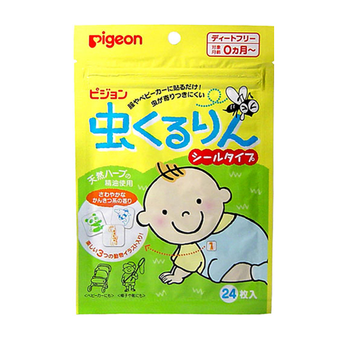 Pigeon - Пластырь для защиты от укусов насекомых с экстрактом масла эвкалипта и цитронеллы, для детей с рождения, 24 шт. (210065)