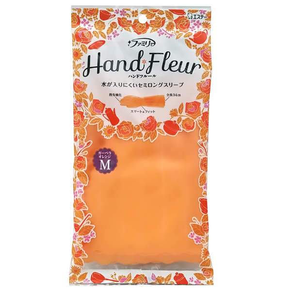 ST Family Hand Fleur Перчатки виниловые с тонкими манжетами, размер M (оранжевые), 1 пара (722310)