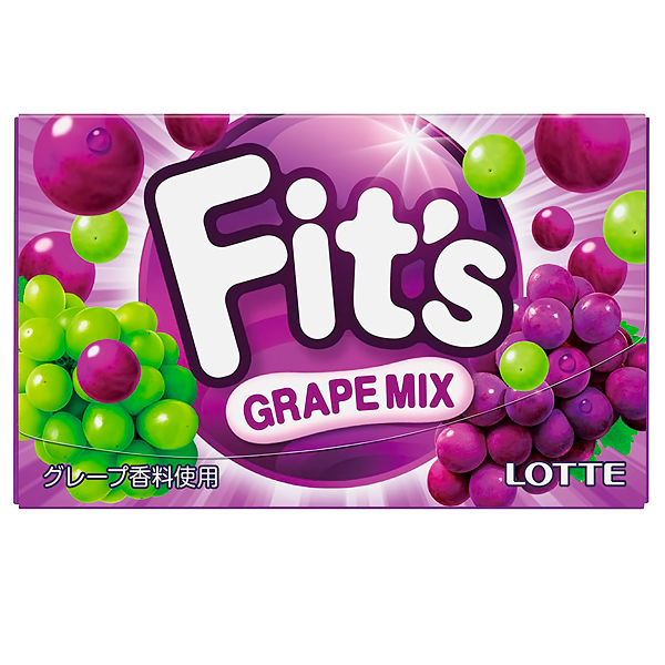 Lotte FITS Grape Mix Жевательная резинка, Виноградный каскад,  24.6 гр. (126222)