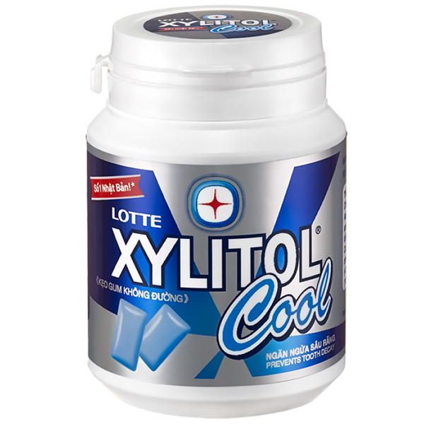 Lotte Xylitol Cool Mint Жевательная резинка, Прохладная освежающая мята, банка, 58 гр. (020219)