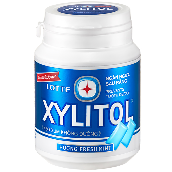 Lotte Xylitol Fresh Mint Жевательная резинка со вкусом свежей мяты, банка, 58 гр.  (000372)