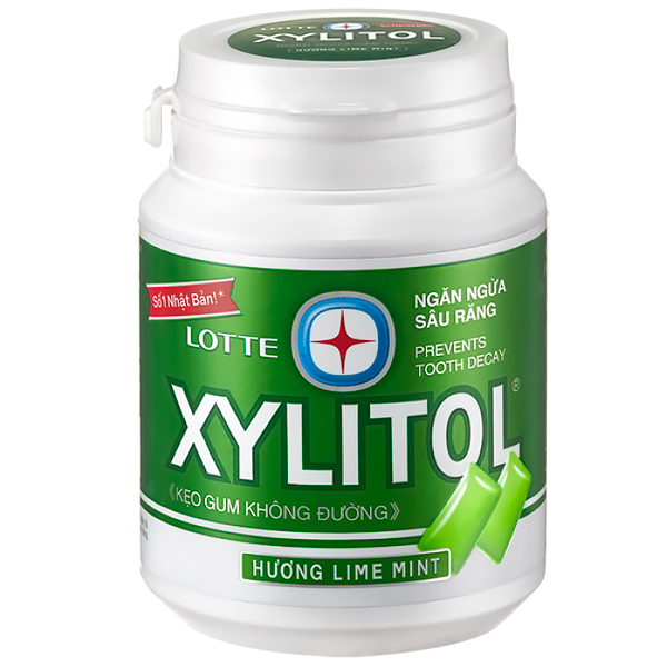Lotte Xylitol Lime Mint Жевательная резинка со вкусом лайма и мяты, банка, 58 гр.  (000341)