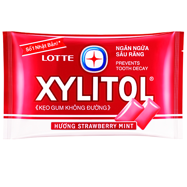 Lotte Xylitol Strawberry Mint Жевательная резинка со вкусом клубники и мяты, блистер, 11,6 гр.  (000440)