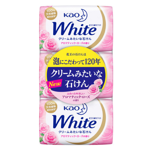 KAO «White» - Увлажняющее крем-мыло для тела с ароматом розы, коробка 3 х 85 гр. (232366)