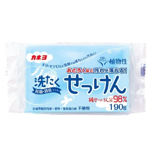 Kaneyo «98% жирных кислот» - Хозяйственное мыло с антибактериальным эффектом, для удаления стойких пятен с одежды, брикет 190 гр. (240350)