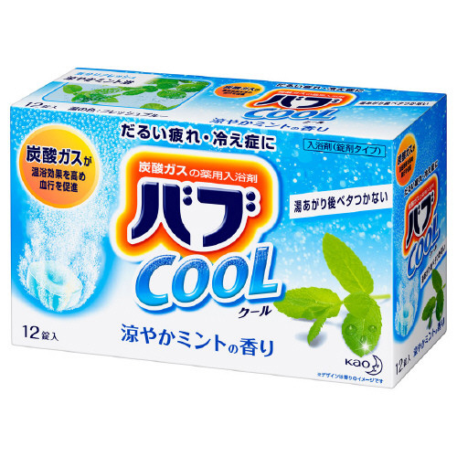 KAO «Bub» Cool Mint - Соль для ванны в таблетках, с ароматом мяты, коробка 40 гр. х 12 шт. (259271)