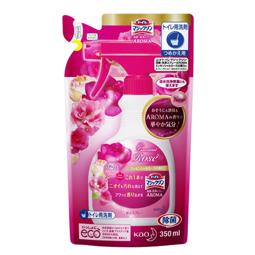 KAO «Magiclean Toilet» - Очищающий спрей с дезодорирующим эффектом для туалета с ароматом розы, запасной блок 350 мл. (282262)