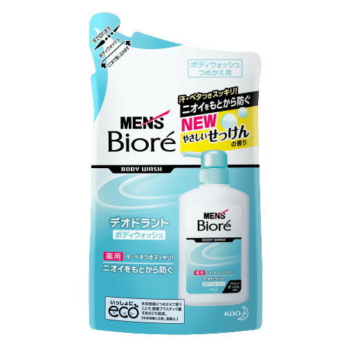 Kao Mens «Biore» - Увлажняющий и дезодорирующий гель для душа с антибактериальным действием с ароматом мыла, см/б 380 мл. (306104)