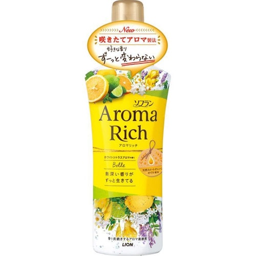 LION Soflan Aroma Rich Belle Кондиционер для белья, с богатым ароматом натуральных эфирных масел жасмина и цитрусовых, 520 мл. (311751)