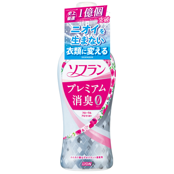 LION "Soflan" Premium Deodorant Plus Кондиционер для белья с дезодорирующим эффектом, аромат цветов, 550 мл. (301042)