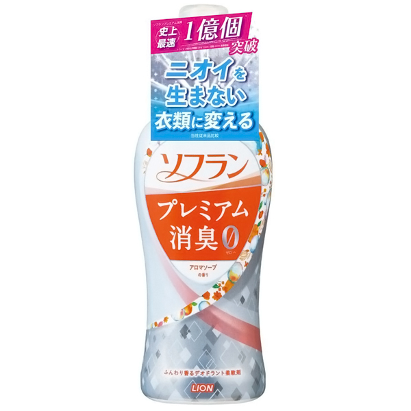 LION "Soflan" Premium Deodorant Plus Кондиционер для белья с дезодорирующим эффектом, аромат мыла, 550 мл. (301073)