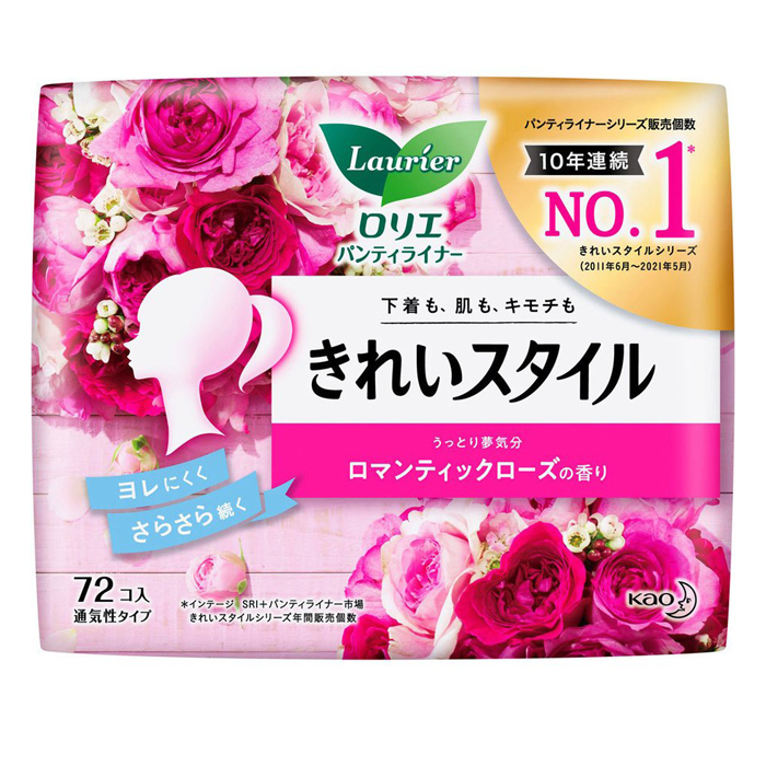 KAO Laurier- Ежедневные гигиенические прокладки с ароматом розы, 72 шт.(306258)