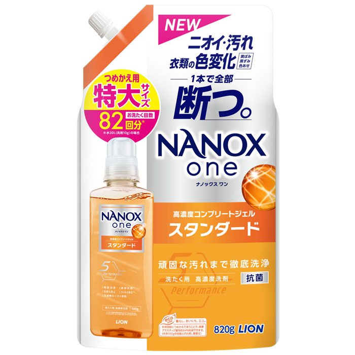 Lion Nanox One Standard Жидкое средство для стирки сильнозагрязненного белья, см/б 820 мл. (350590)
