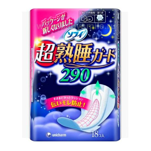 Unicharm «SOFY 18 Guard Night Normal» - Ночные женские гигиенические прокладки анатомической формы, 18 шт. (371501)